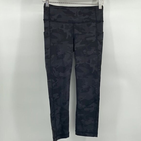 Lululemon Pace Rival Crop *22"Incognito Camo Multi Grey / Black sz 4 - Picture 4 of 10
